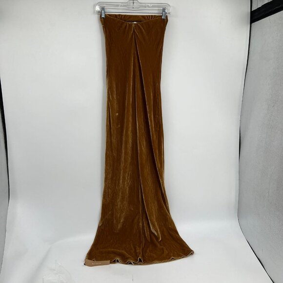 Reformation Gold Velvet Strapless Maxi Dress | Size XSP - Picture 3 of 9